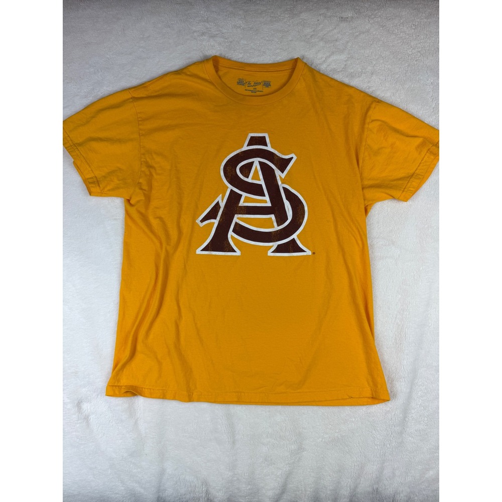 The Victory Arizona State Sun Devils ASU T-Shirt Mens Large Gold AS Logo Cotton